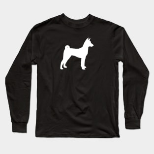 White Basenji Dog Breed Silhouette Long Sleeve T-Shirt